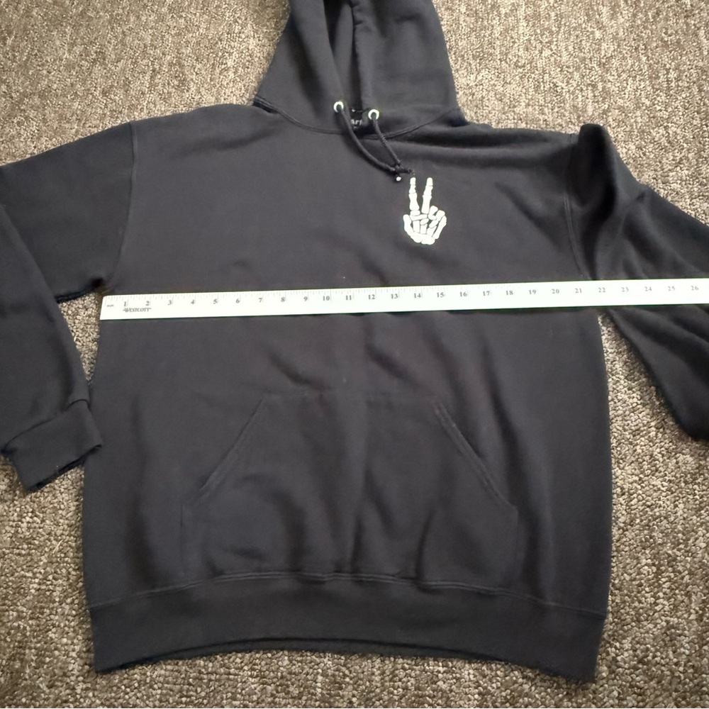 Artist Union‎ Black Hoodie with Peace Sign Embroidery Men’s Medium Drawstring - Picture 7 of 7